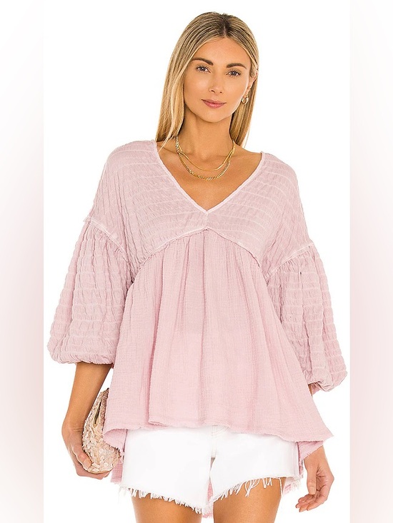 We The Free Tops - Free People We The Free Flower Power Top Pink Mauve Gauze Oversized Sz S